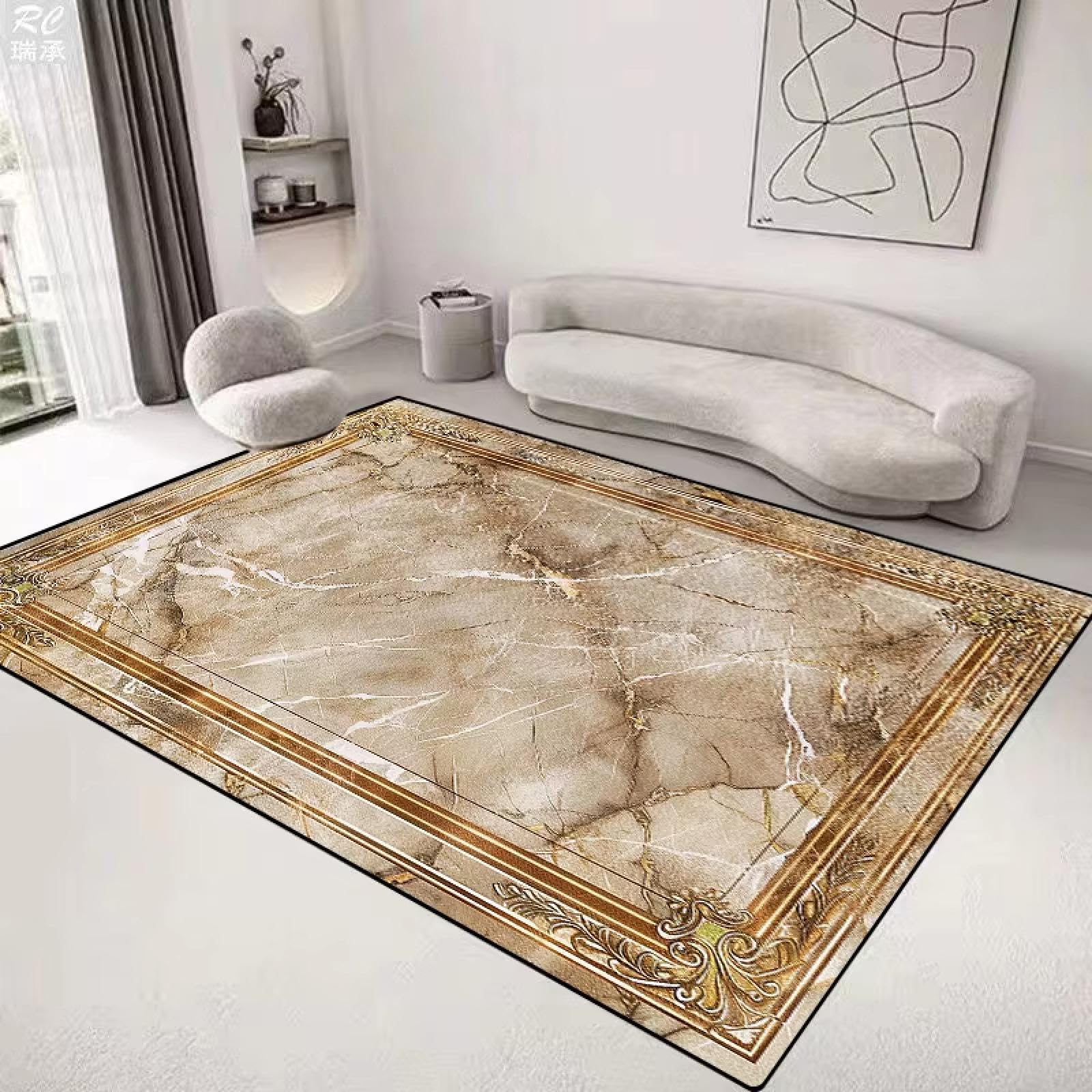 Tapis de luxe de style européen pour salon : grande décoration de maison lavable 120x180