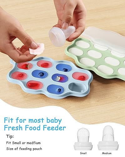 Miniatura 4 de Moldes para paletas de leche materna para bebés (paquete de 2), bandeja de silicona para congelador, bandeja para alimentador de alimentos de frutas