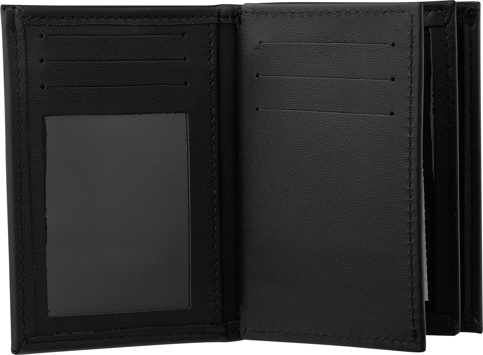 Perfect Fit Hidden Badge Bifold Wallet TSA Badge and ID Case Hidden Badge Wallet (Cutout PF 691) Black Leather, Schwarz