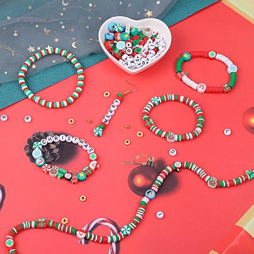 Miniatura 5 de JMUQ Kit de fabricación de pulseras de 14 hebras de cuentas de arcilla azul, 5500 cuentas Heishi de arcilla polimérica plana para pulseras de