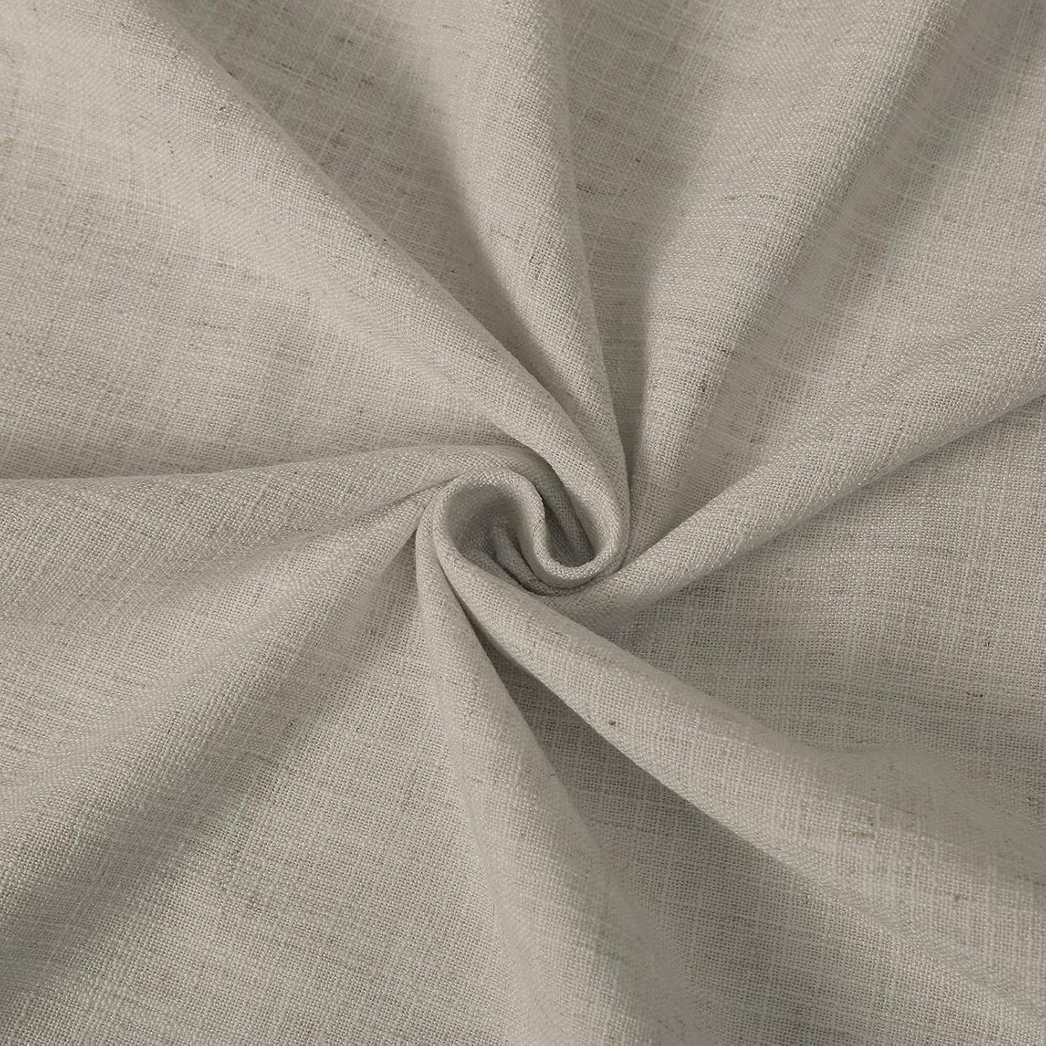 Linen Curtain, 90 Inches Long Solid Room Darkening Rod Pocket Single Curtain Panel, Birch (2 Panels, 50Wx90L)