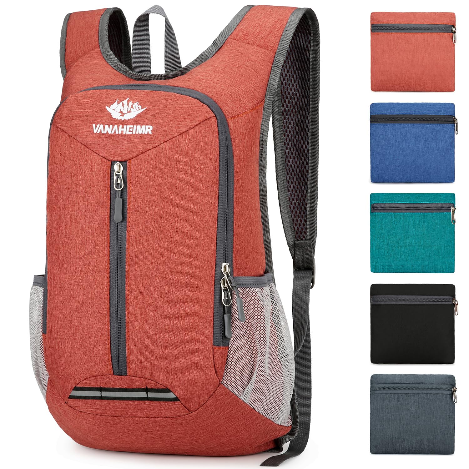 Esup15L Lightweight Hiking Backpack Foldable Small Travel Backpack Packable Camping Backpack for Women Men (Dark Orange)