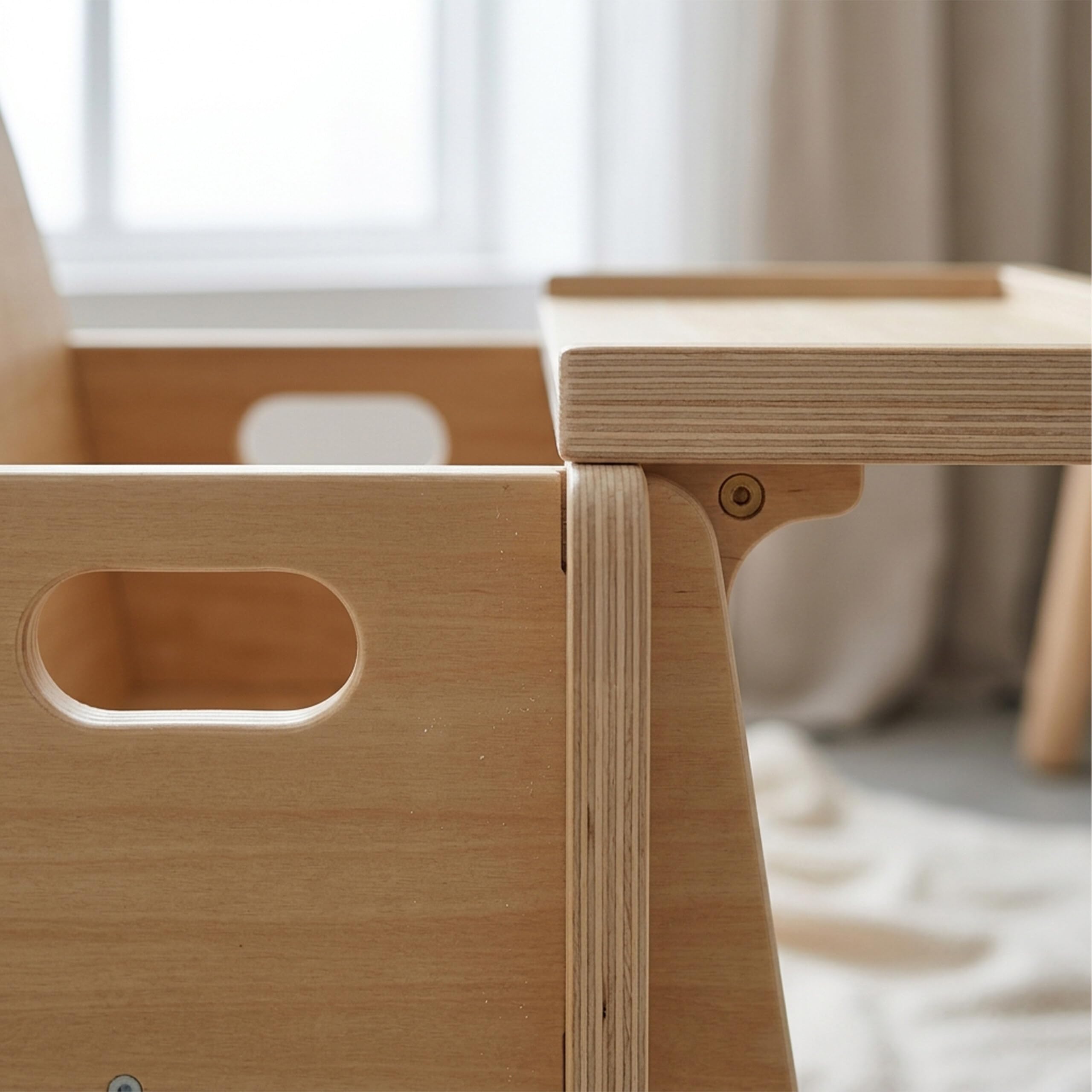 Relaxdays Chaise Enfant avec Table Intégrée, Bois Naturel, 32x33x29 cm, Montessori, dès 1 an