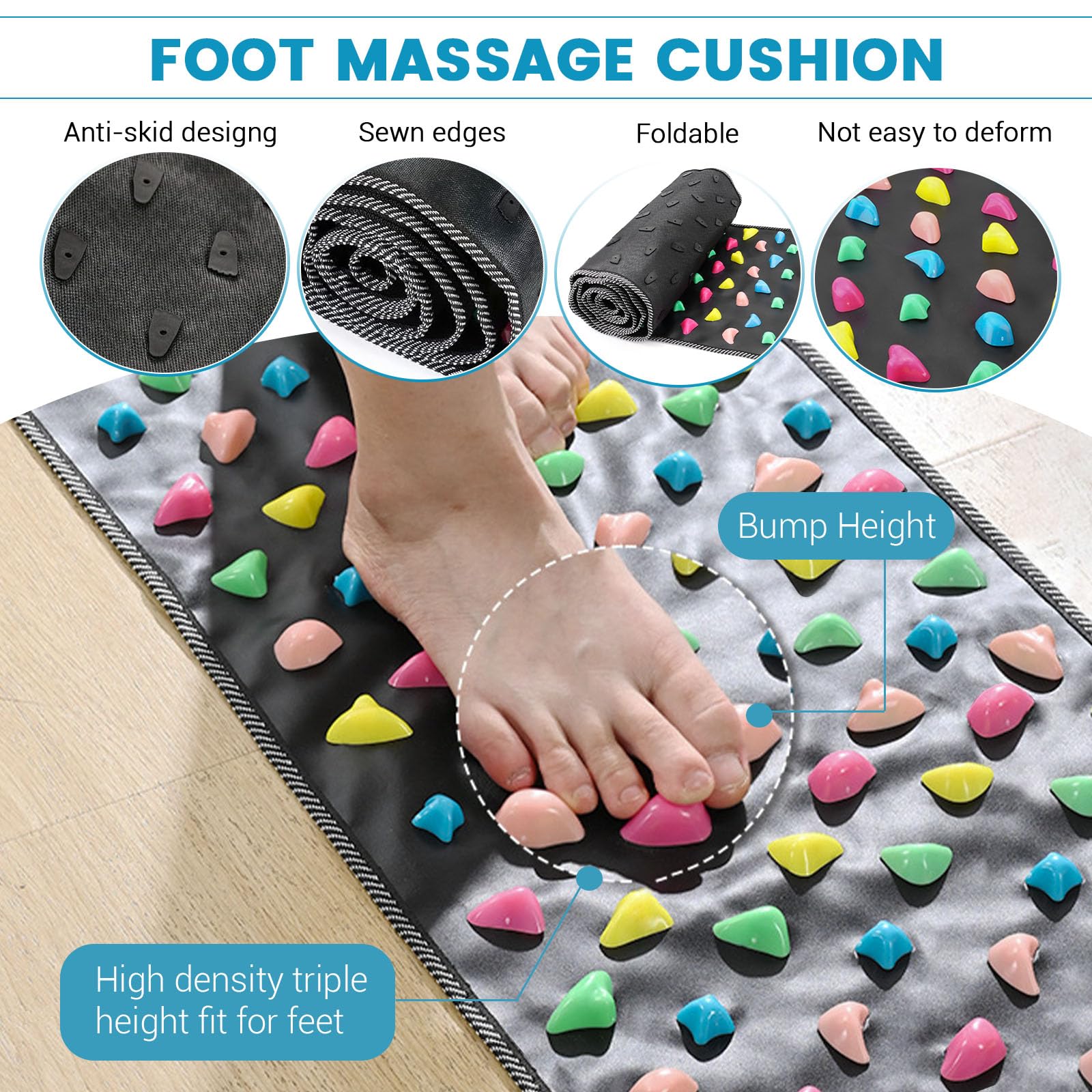 Fußdruckpunktmatte, Fußmatte Druckpunkte, 2-in-1-Fußmassage-Pad, zerlegbare Akupressurmatten, Akupressur-Werkzeug zur Entspannung (170 x 34 cm)