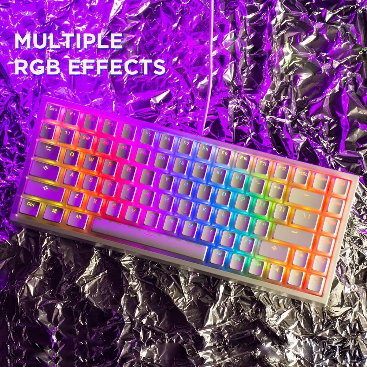 YUNZII KC84 84 Keys Hot Swappable Wired Mechanical Keyboard with PBT Dye-subbed Keycaps, Programmable, RGB,NKRO,Type-C Cable for Win/Mac/Gaming/Typist (Gateron Red Switch, Pudding)