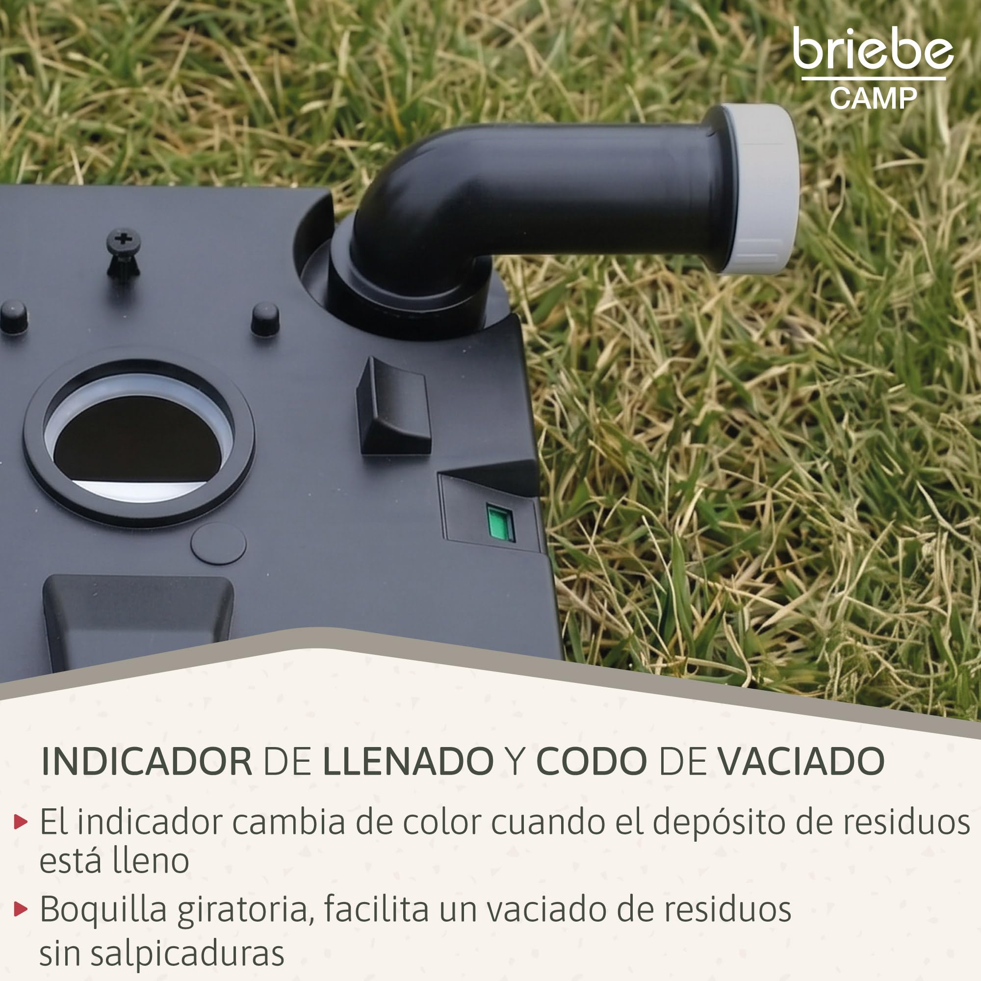 briebe Camp WC Inodoro Portátil Químico con Ruedas Adultos Potty 24L Camping, Camper, Auto Caravana, Water con Cisterna Descarga Agua 20L, Válvula Drenaje sin Fugas, Fácil Limpiar y Vaciar WC1196G