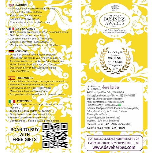 Miniatura 8 de Deve Herbes Pure Argan (Marruecos) Aceite (Argania spinosa) Prensado en Frío 21.3 fl oz (21 oz)