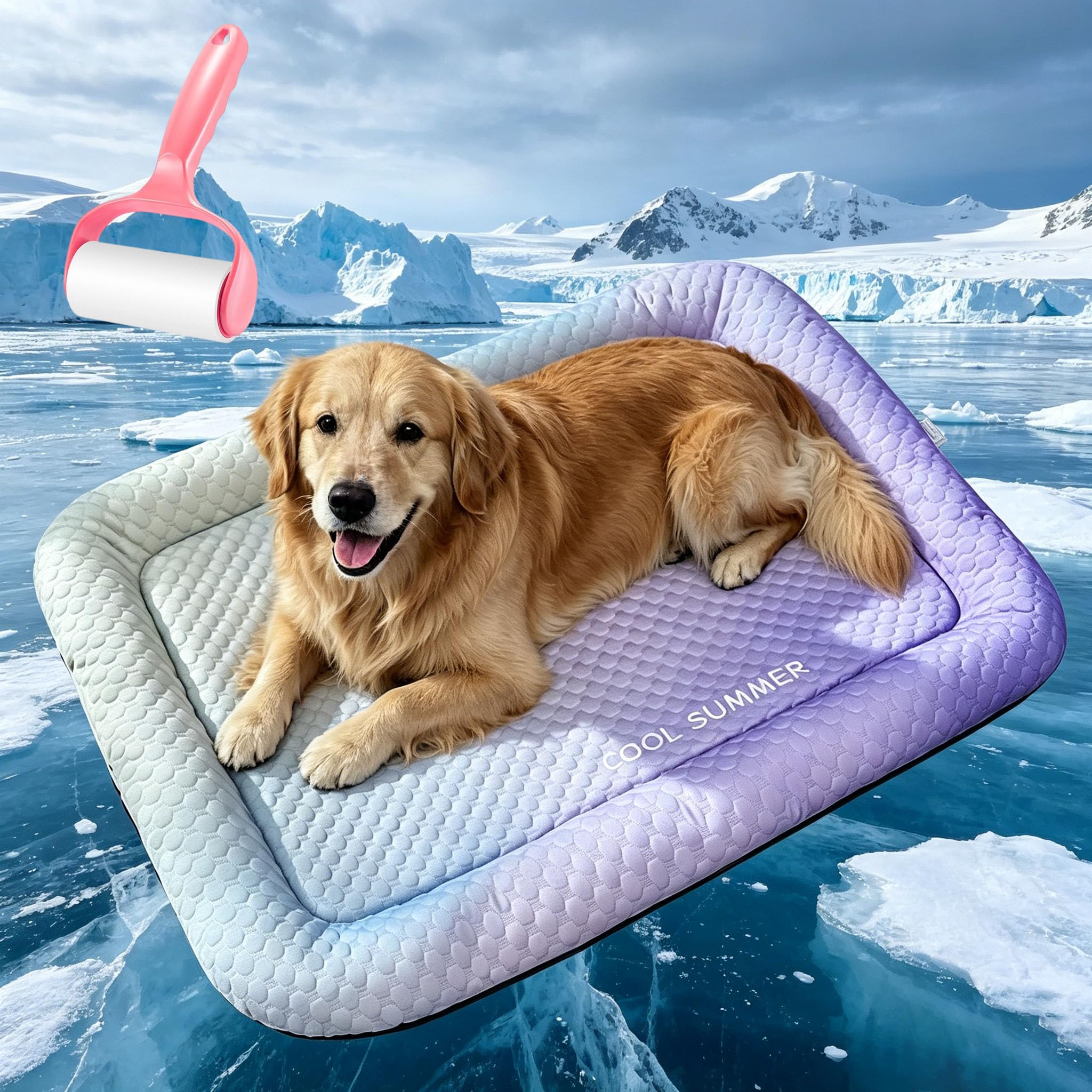 Ice Silk Pet Cooling Pad for Dogs, Self Cooling No Gel Mat, Washable Waterproof Non-Slip PP Cotton Cooling Blanket, Foldable Portable Summer Cool Bed for Crate Sofa Floor Car Travel (#1,M (40×55cm))