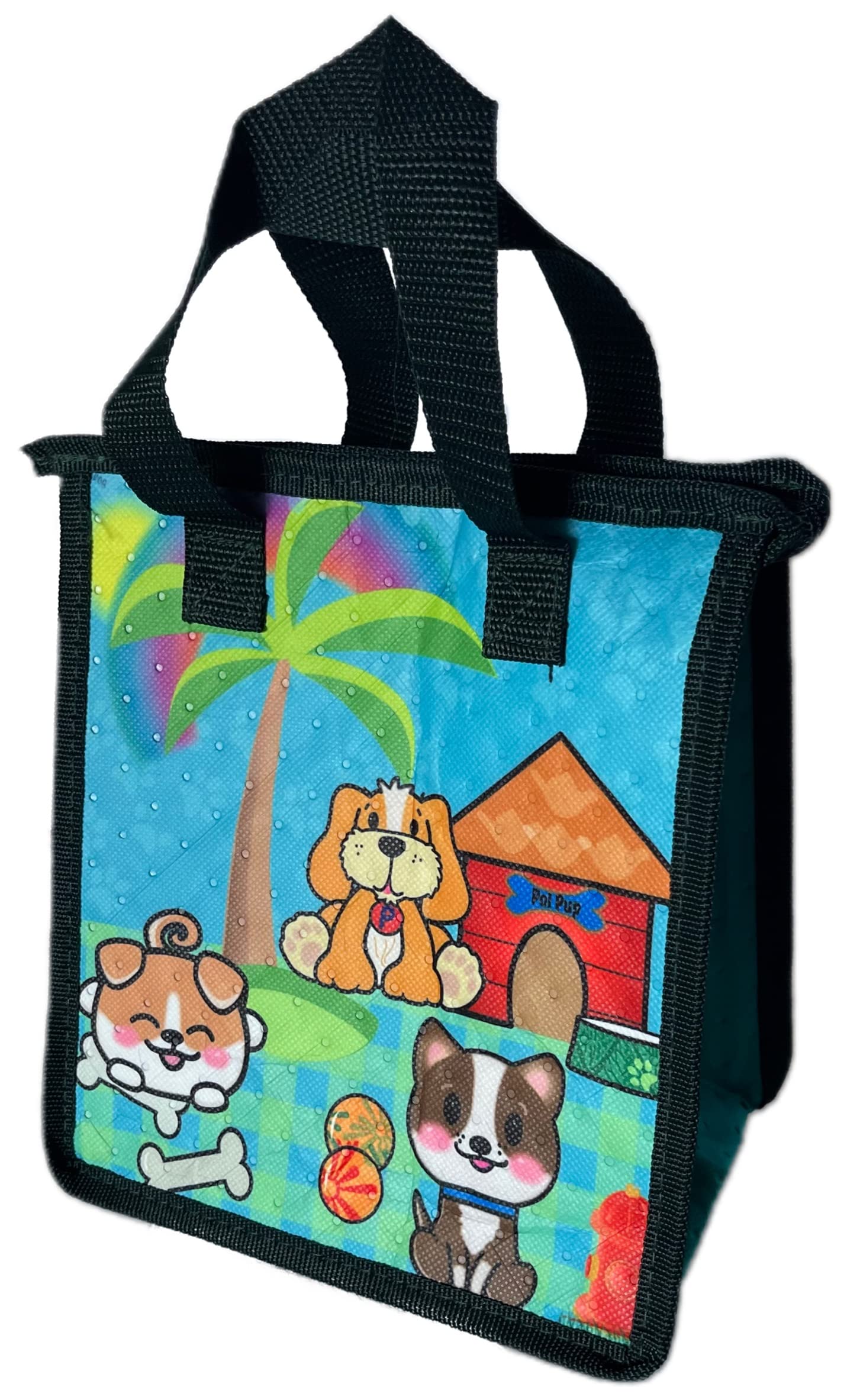 Breeze Bags Hawaiian Themed Reusable Insulated Eco Lunch Bag (SMALL 8 inches W x 9 inches H x 6 inches D, Poi Puppy)
