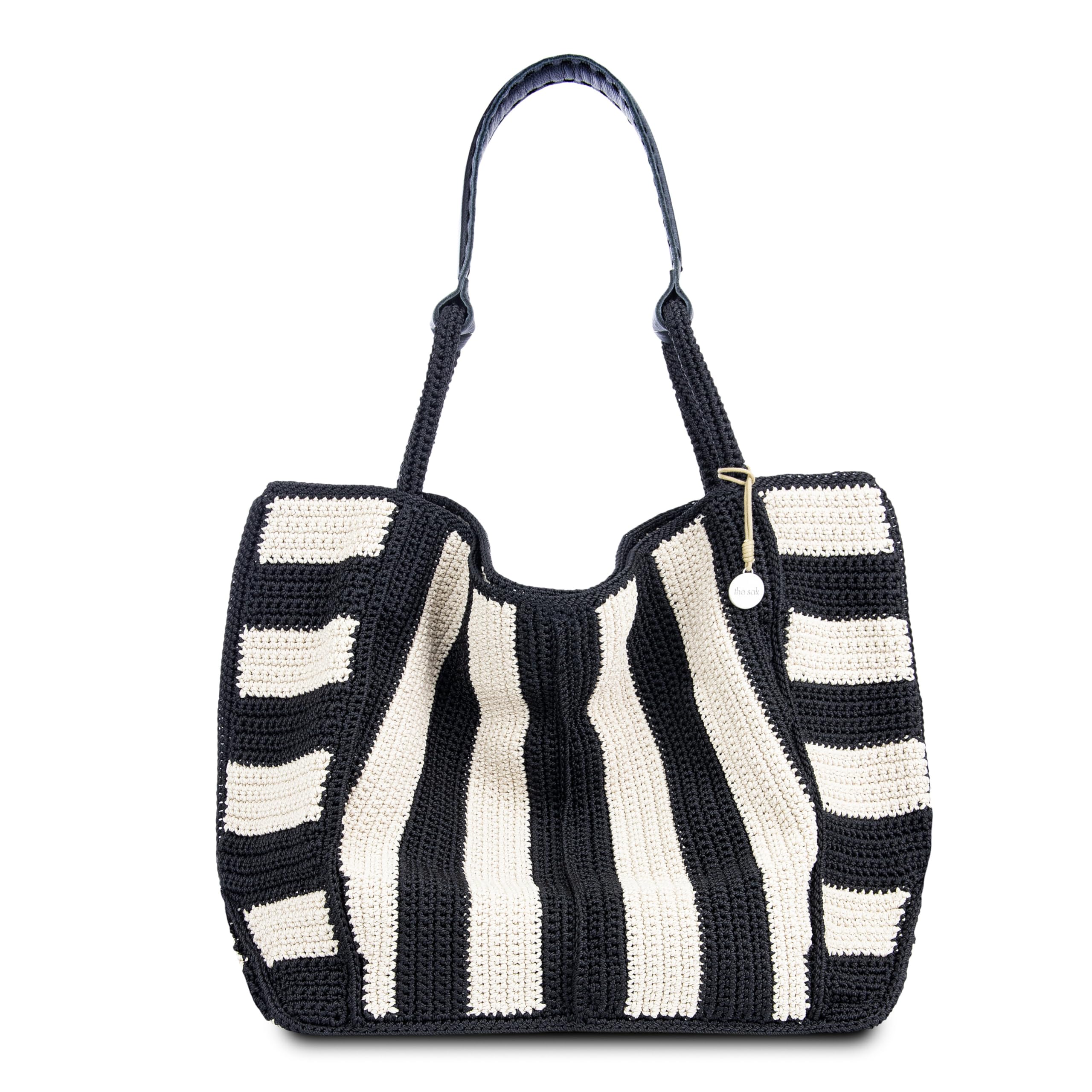 The Sak Los Feliz Large Tote Bag - Women's Purse For Everyday, Travel, Beach Bag - Roomy Handbag With Shoulder Bag Strap | Fits Laptop & Daily Essentials, Durable & Lightweight, Interior Organization, Work, Travel & Beach Ready, Everyday Carryall One Size Black Stripe