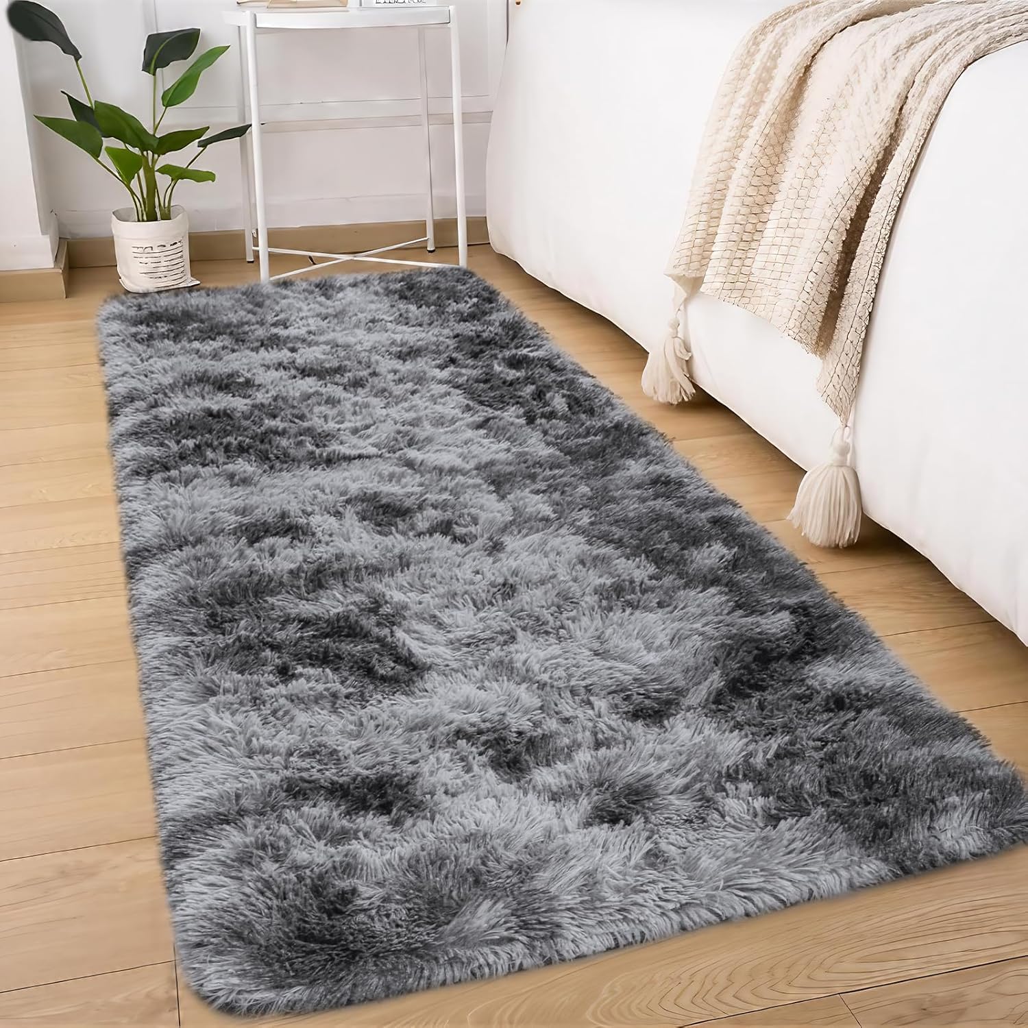 Treeboy Rugs Living Room 80x300cm, Grey Runner rug for Bedroom, Washable Anti Slip Fluffy Rug Shaggy Soft Modern Floor Carpets Mat Beside Rugs for Kids Hallway Living Room — image 1