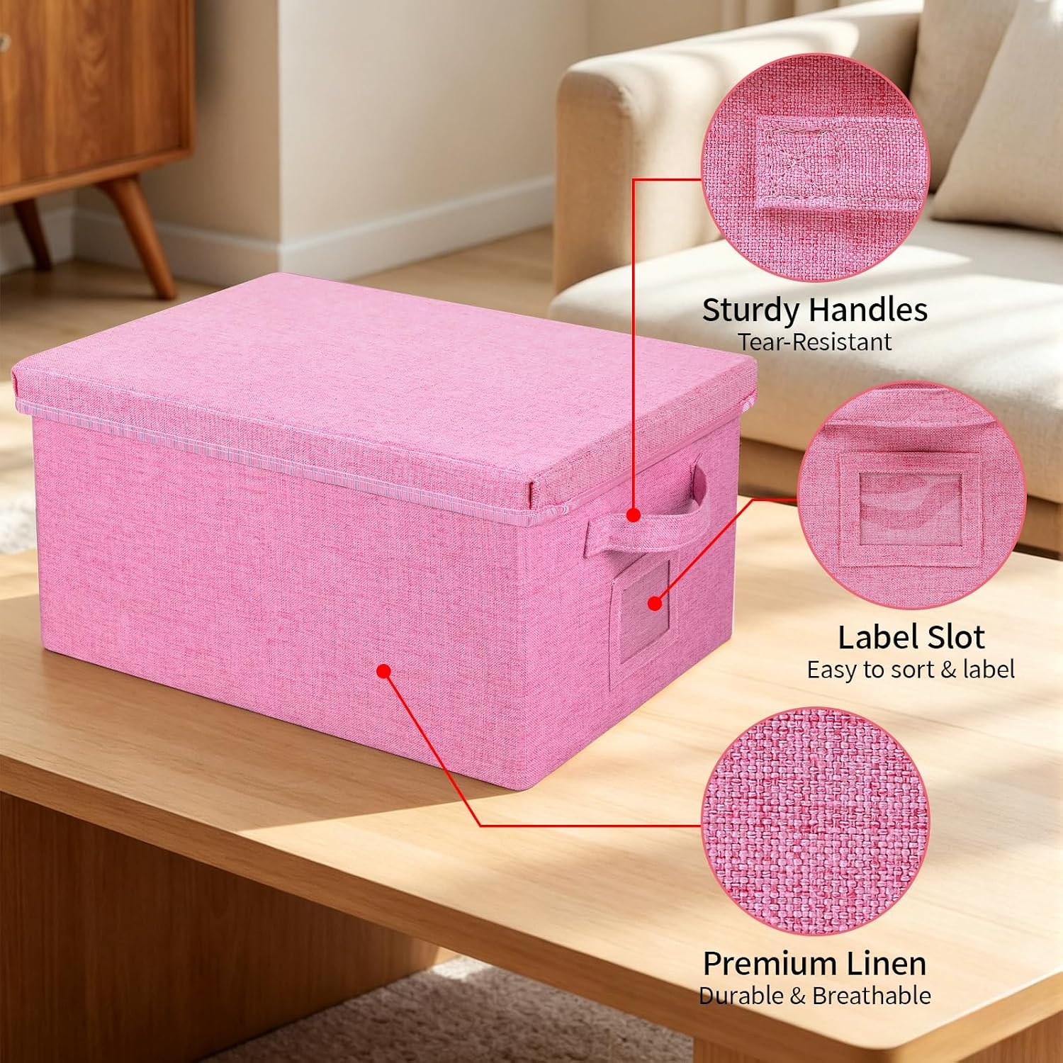Collapsible Storage Bins with Lids 17"x 12"x 2" Stackable Organizer Boxs | 2 Pack; for Clothes, Toys; Place Closet, under bed, living rooms