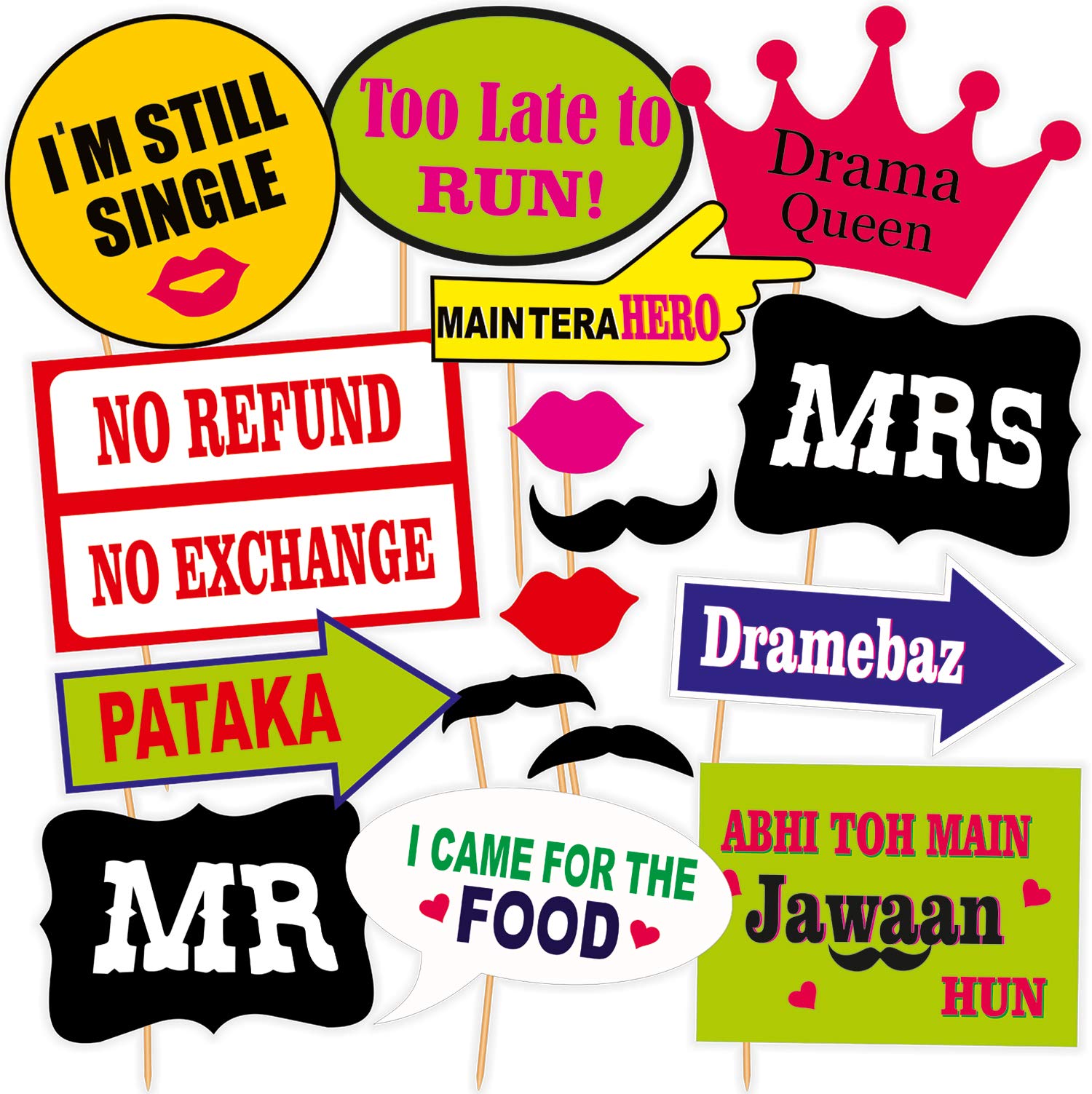 SYGA Party Props Set of 16 Marriage or Party Theme Paper Craft Item