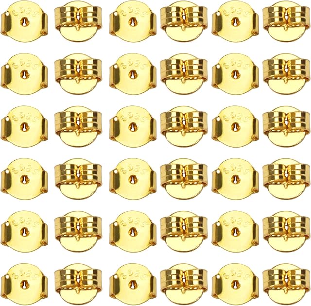 TOAOB 20pcs Earring Backs 925 Sterling Silver Butterfly Style Safety Scrolls Earring Stoppers Universal Size in Gold Tone for Jewelry Making