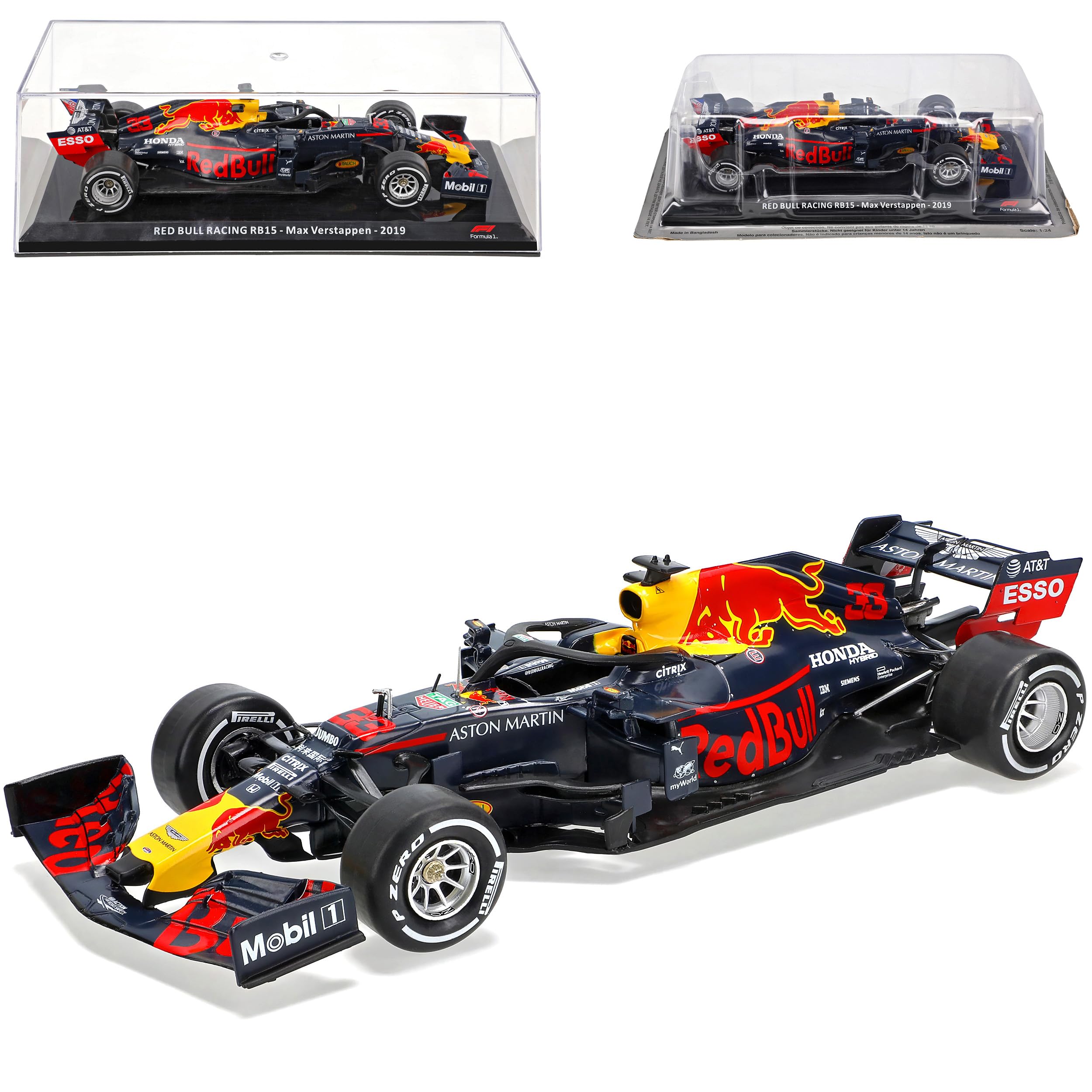 RB15 Max Verstappen 2019 Formel 1 mit Sockel und Vitrine 1/24 Modell Auto