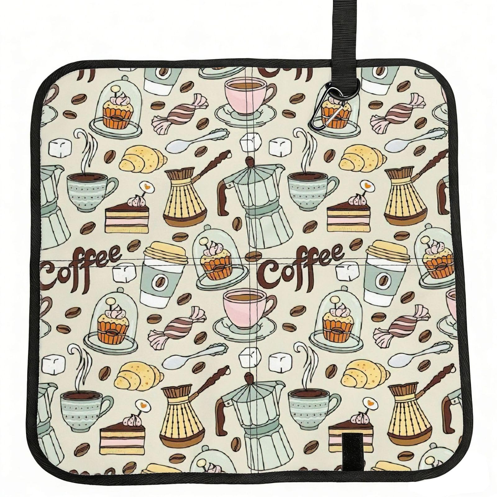 VCzsdff Coffee And Sweets Sugar Chocolate Print Portable Seat Cushion Folding Bleacher Pad Compact Picnic Sitting Mat Polyester 40cm