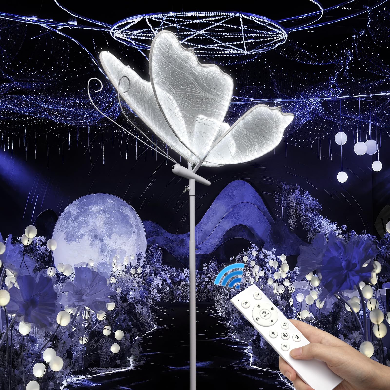 Photo 1 of ***RECOMENDED FOR PARTS / REMOTE NON-FUNCTIONAL/ HAS BROKEN SCREW*** Wedding Butterfly Dimmable Floor Lamp: LED Butterflies Light with Remote Control - White & Warm Lights Butterfly Prop for Birthday Party Decoration - Baby Shower Bridal Shower Home Decor