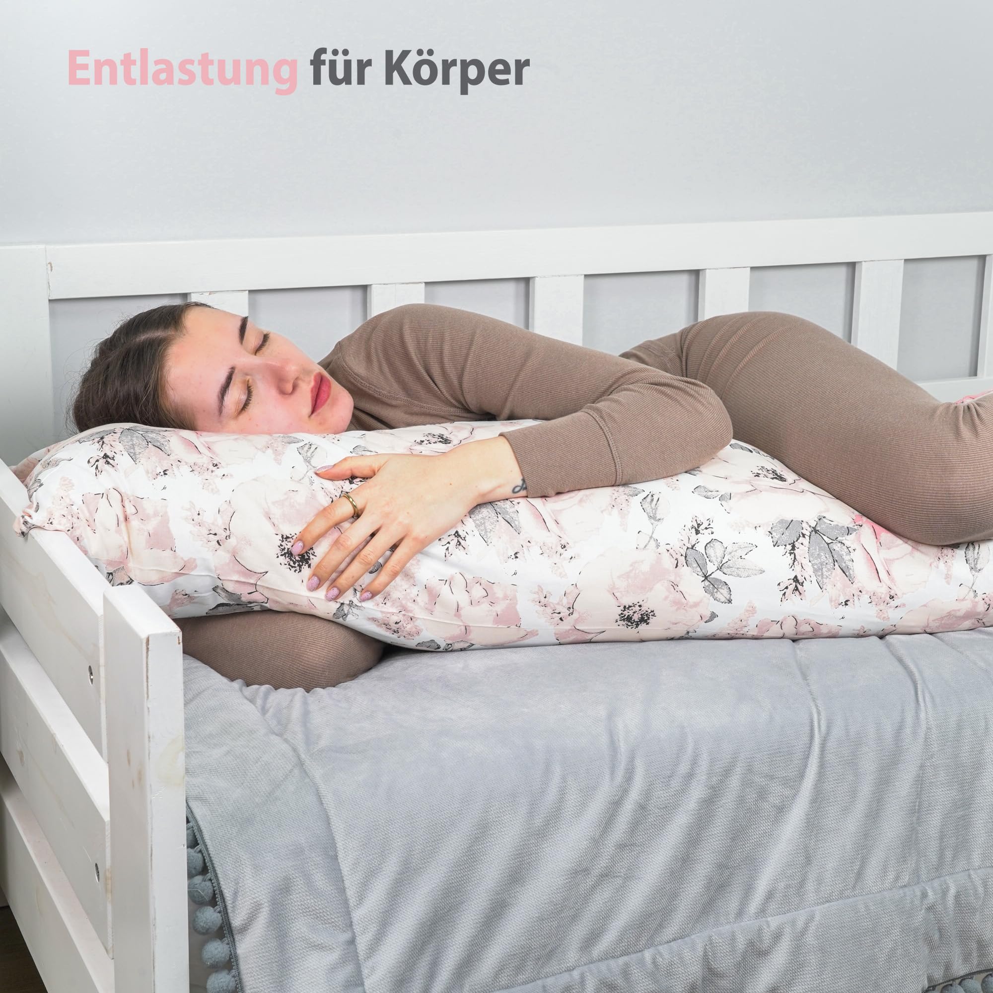 Cuscino Lungo Per Gravidanza E Allattamento 145 Cm - Ergonomico, Con Federa Lavabile - Foto 4