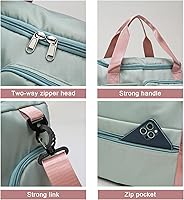 Vista 182 de Pequeña bolsa de gimnasio para mujer, bolsa de viaje con compartimento para zapatos