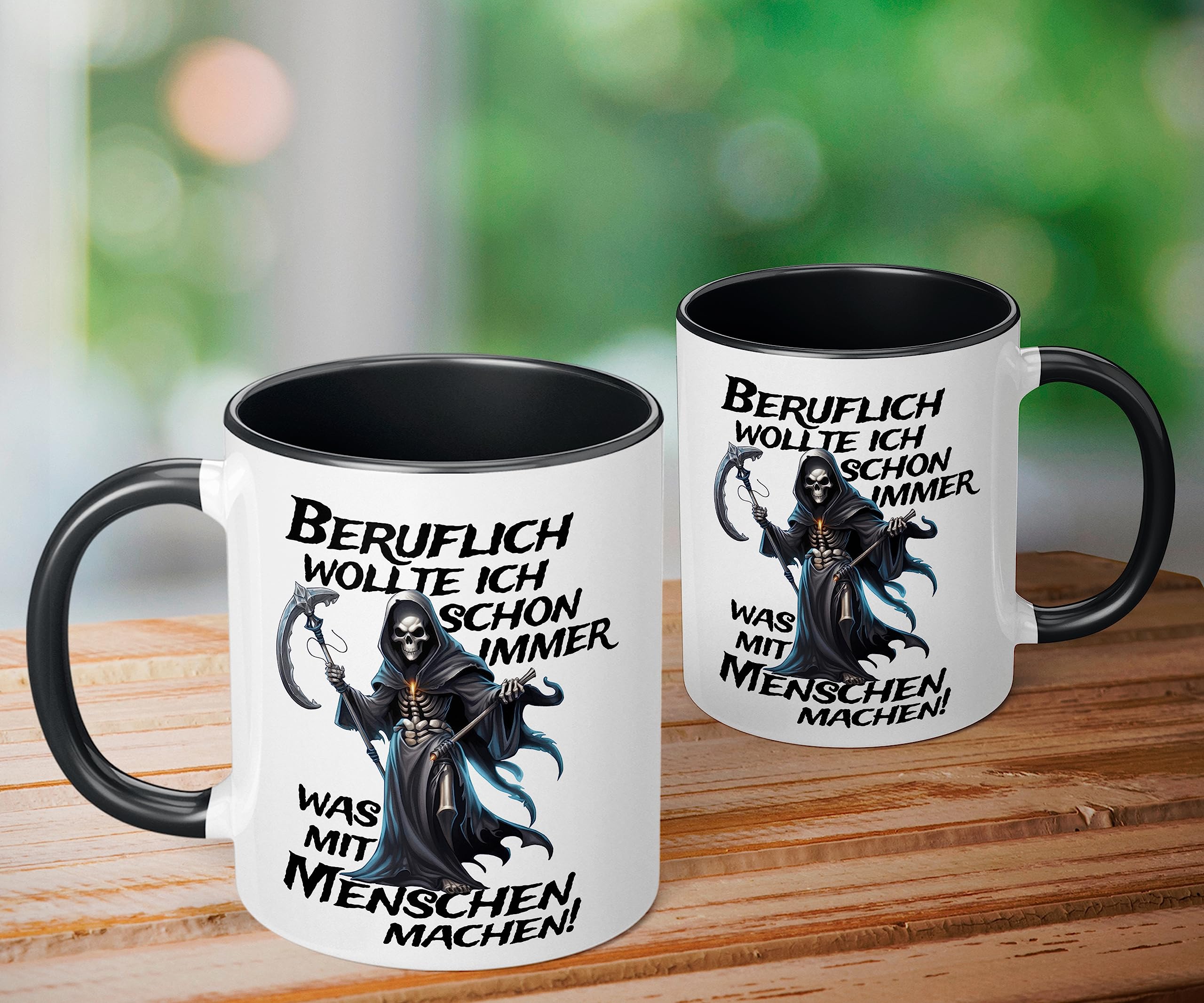 Lustige Büro Tasse Mit Spruch „Beruflich Wollte Ich…“ – 330 Ml, Keramik, Schwarz, Spülmaschinenfest