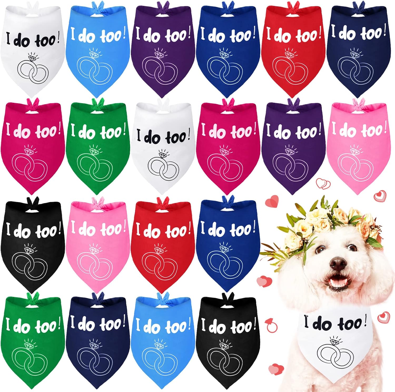 20 Pcs Dog Wedding Bandana I Do Too Engagement Getting Married Dog Bandana Assorted