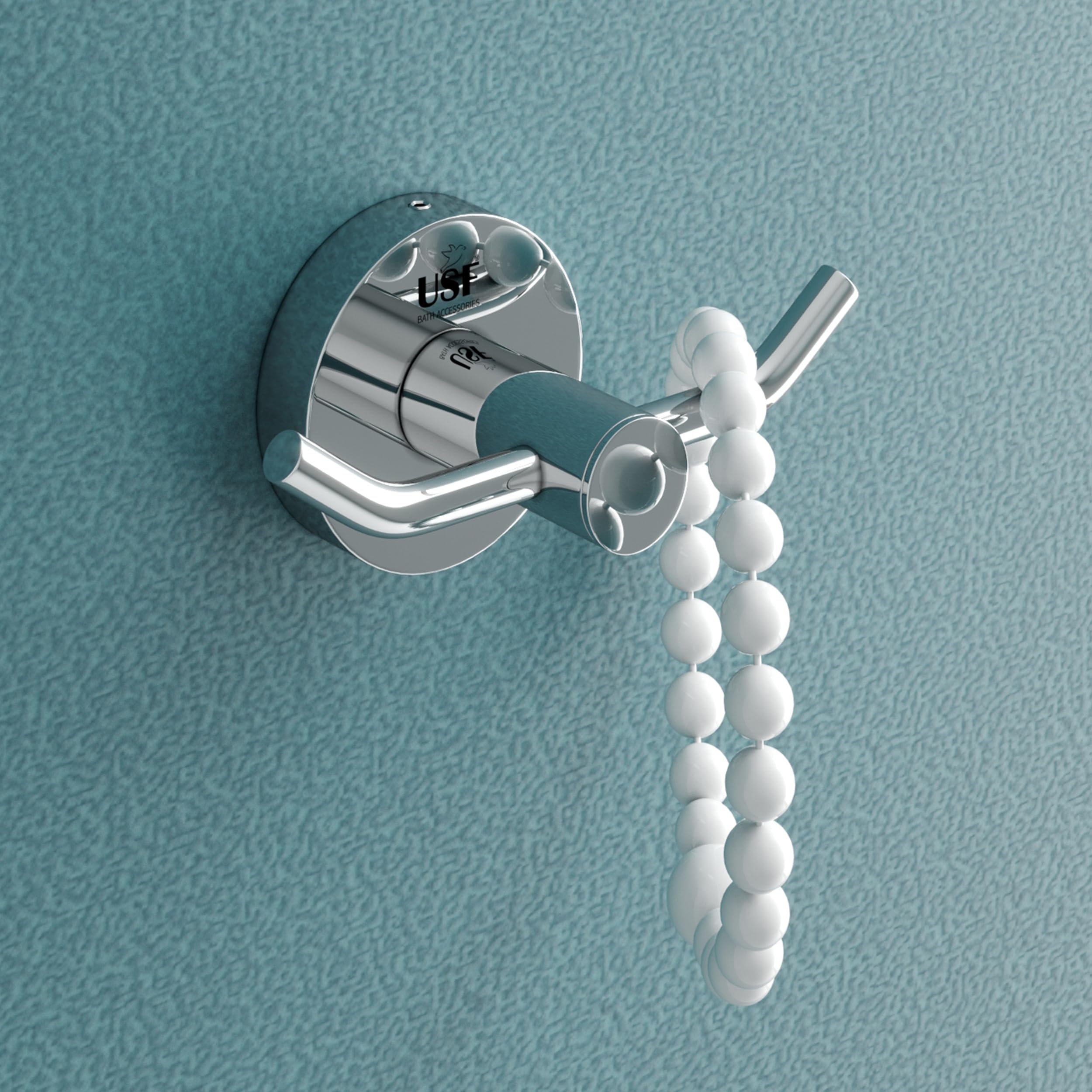 USF Bath Accessories High Grade 304 Stainless Steel Towel Holder | Dual Cloth Hanger | Robe Hook | Napkin Holder for Bathroom & Kitchen Use (Chrome Finish, Rustproof, Pack of 1)-image-33