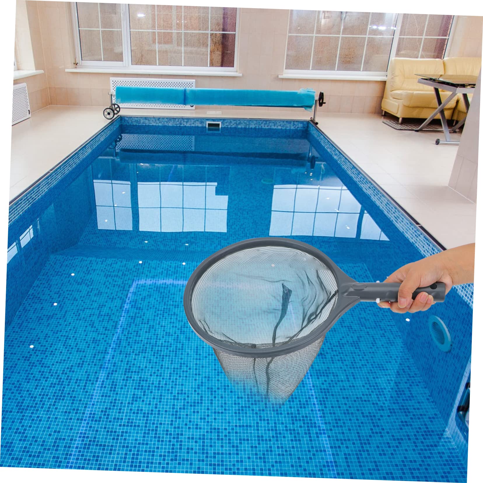 Red Práctica para Limpieza de Piscinas Pequeña y Portátil, de Plástico y Poliéster, Adecuado para Limpiar Hojas y Residuos Agua