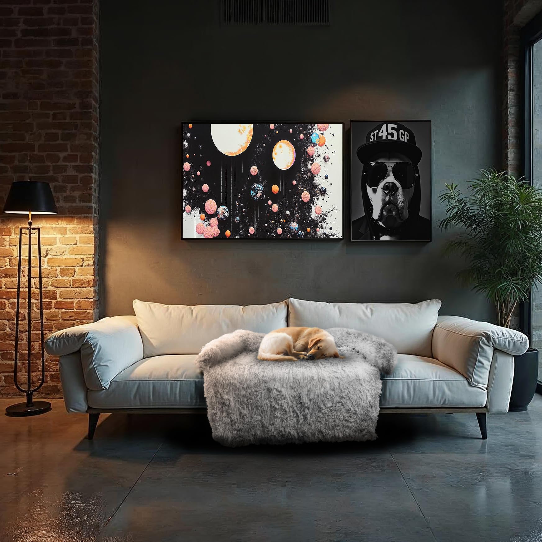 Record - Cama para Perros y Gatos de Suave Peluche para el sofá. Cama para Animales con Base Antideslizante e Impermeable. Cojín de sofá para Mascotas, 89 x 89 x 13 cm, Color Gris