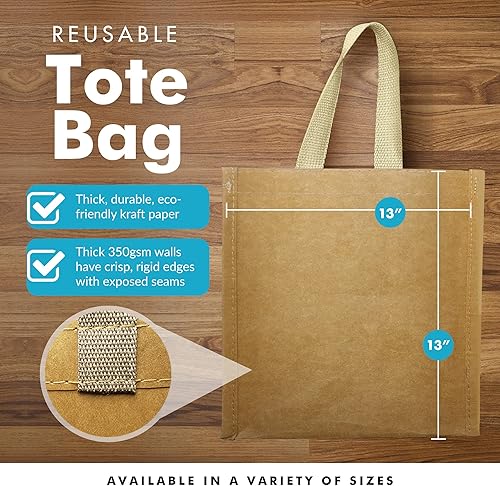 Miniatura 3 de Simply Green Solutions - Bolsas de papel kraft reutilizables, bolsas de papel marrón lavables, para compras o bolsas de almuerzo, 350 GSM de grosor,