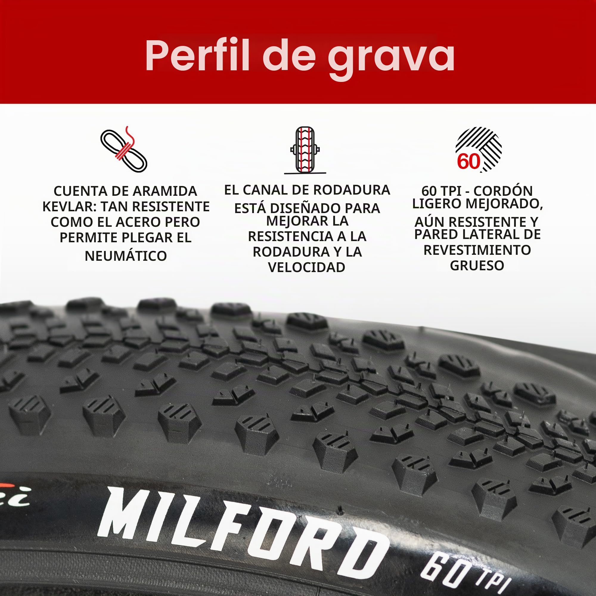 Fincci Neumaticos 700x40 42-622 Plegable 60TPI con Proteccion Antipinchazos | Neumático Bicicleta 700x40c con Carcasa 60TPI y Proteccion LVL3 Nylon para una Presion de 50-80 PSI - Pack de 2