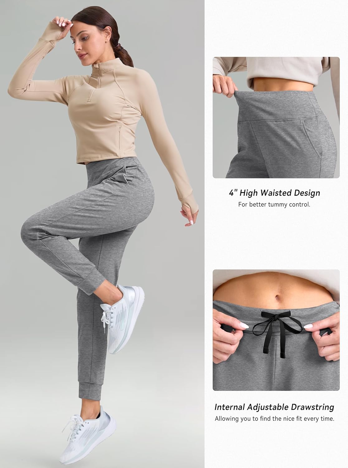 G Gradual Women's Fleece Lined Joggers High Waisted Water Resistant Thermal Hiking Pants Cold Weather Sweatpants with Pockets - Image 6