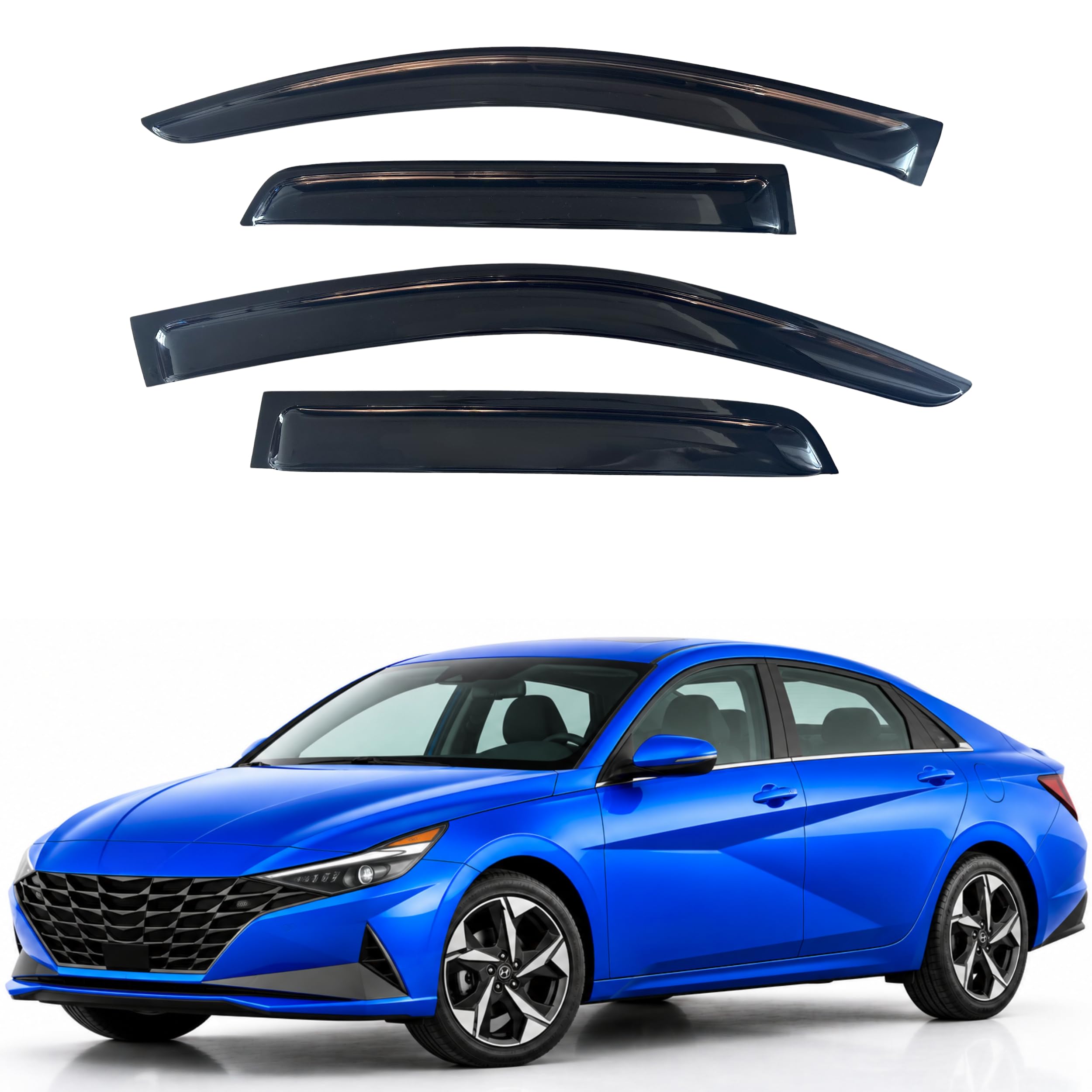 IG Window Visors Fit for 2021-2026 Hyundai Elantra, Out-Channel Rain Guards Vent Wind Deflectors 4PC, Car Accessories for 21-26 Elantra