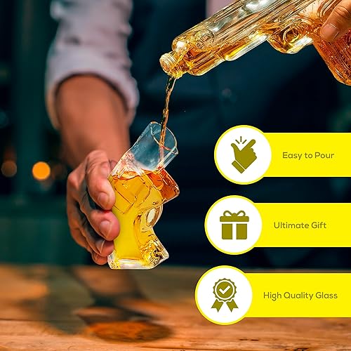 Miniatura 6 de Juego de decantador de whisky y vasos, decantador de whisky con vasos de chupito en la bandeja de caoba, juego de vasos de licor de bourbon a la