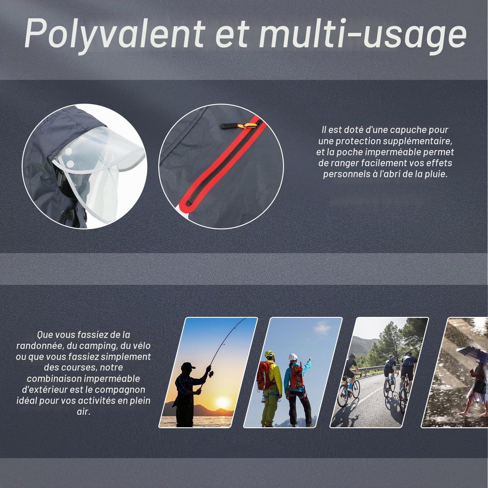 Hommes Costume De Pluie En Plein Air Imperméable Salopette Respirant Veste De Pluie Et Pantalon Ensemble Unisexe Cyclisme Imperméable À Capuche Vêtements De Pluie
