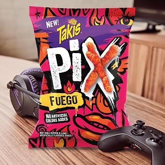 Takis Fuego Pix 8.5 oz Sharing Size Bag, Hot Chili Pepper & Lime Flavored Extreme Spicy Crunchy Corn Puff Snack