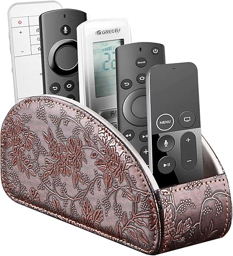 Miniatura 27 de Soporte para control remoto, organizador de escritorio de cuero para 5 habitaciones y decoraciones para sala de estar, almacenamiento de mesita