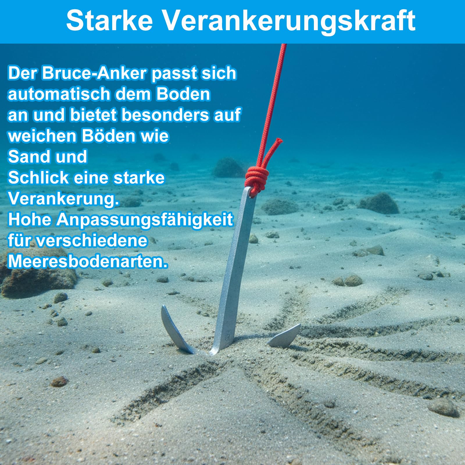 BeGrit Bruce Anker für Boot 1kg Stahlverzinkt Klappanker Verzinkt Anker