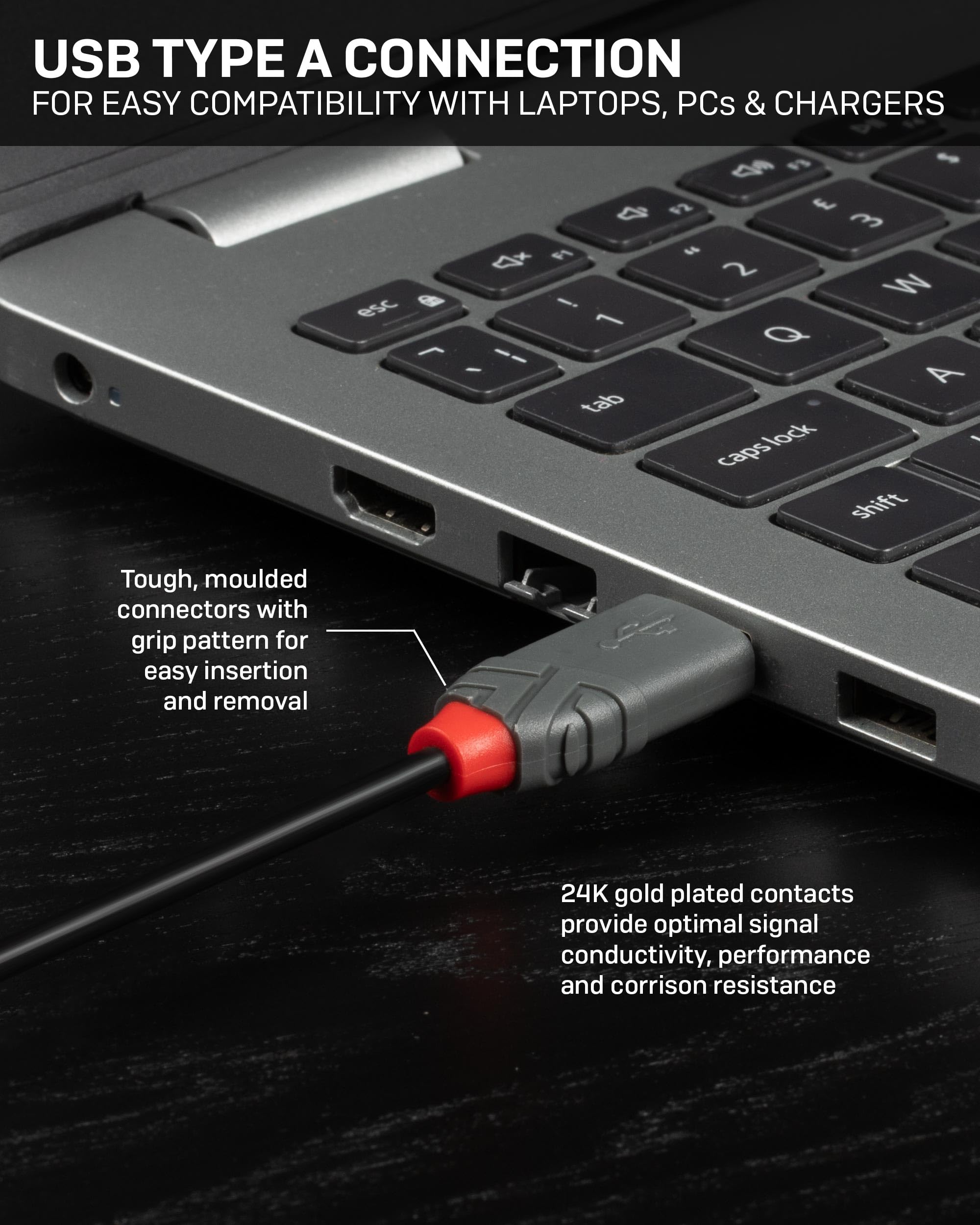 Lindy - Cavo Prolunga USB 2.0 Anthra Line 3 Metri, Connettore USB Tipo A Maschio a Femmina, velocità di Trasferimento Dati Speed Fino a 480Mbps per Tastiera, Stampante, Fotocamera, Hard Disk