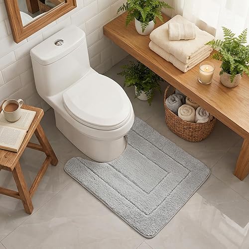 Miniatura 67 de GRANNY SAYS Alfombras de baño antideslizantes, lavables, extra suaves y absorbentes de agua para baño, alfombra de baño peluda de felpa, alfombra