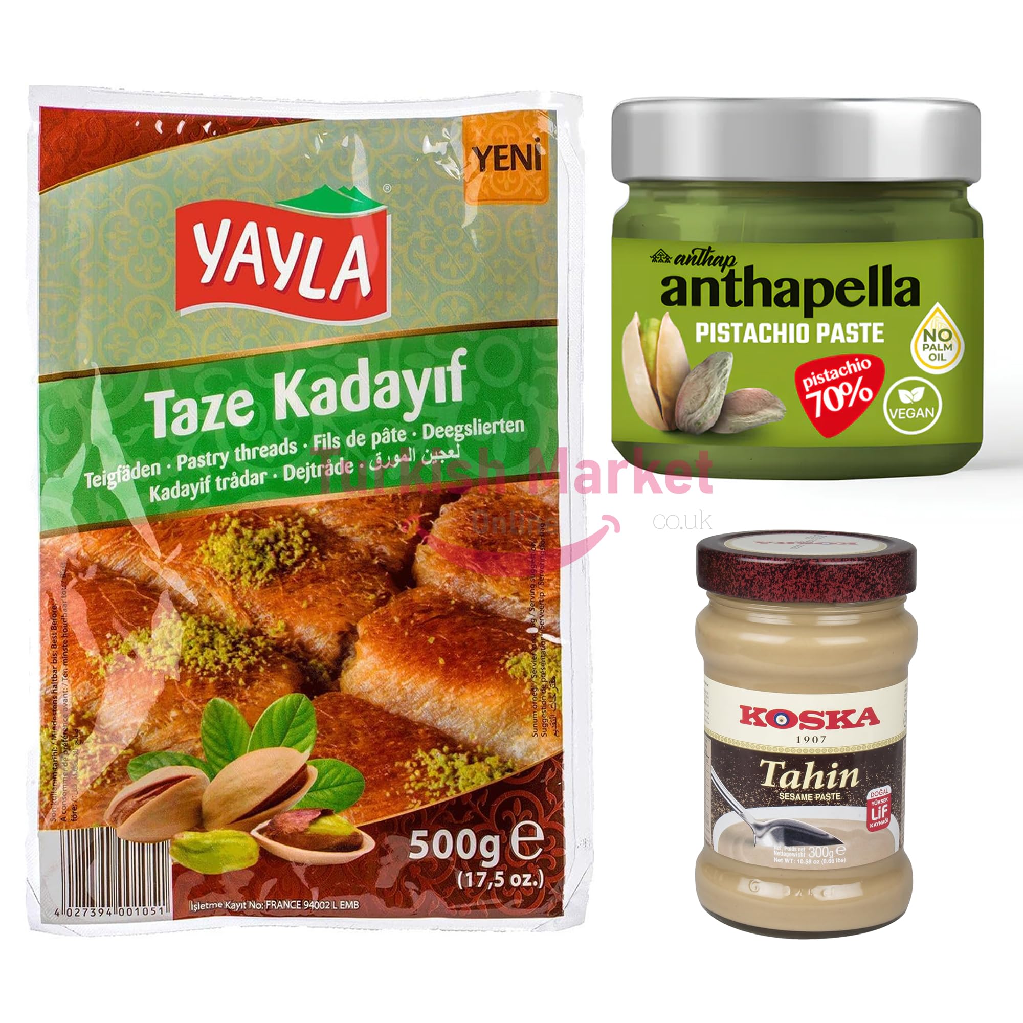 Sponsored Ad – The Best Match Dubai Chocolate Making Kit - 1x Yayla Fresh Kadayif 400 G - 1x Anthap Antep Pistachio Paste Cream 200 G - 1x Koska Tahini 300 G Premium Kataifi Original Pastry Threads by TOM UK