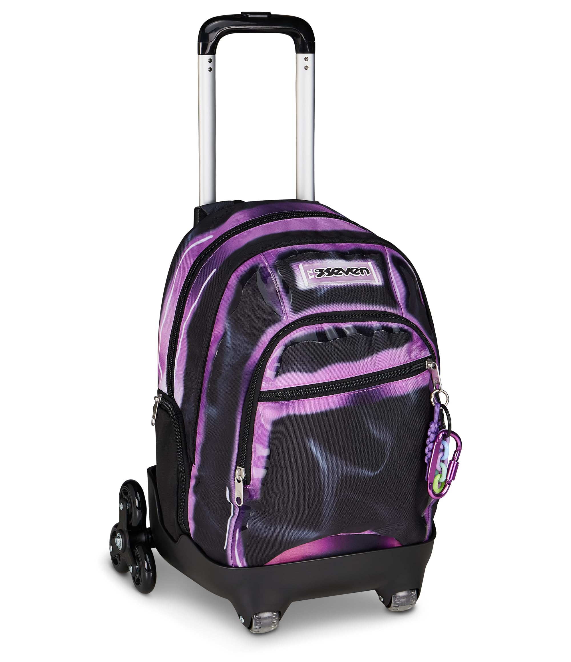 Seven Trolley Scuola Comby 8 ruote SHADOWS OF COLOR, Nero, 31 L, Scomponibile, Uso zaino, Barra telescopica regolabile, Tasca attrezzata, Tasca porta pc, Scuola elementare e media, Bambina, Ragazza