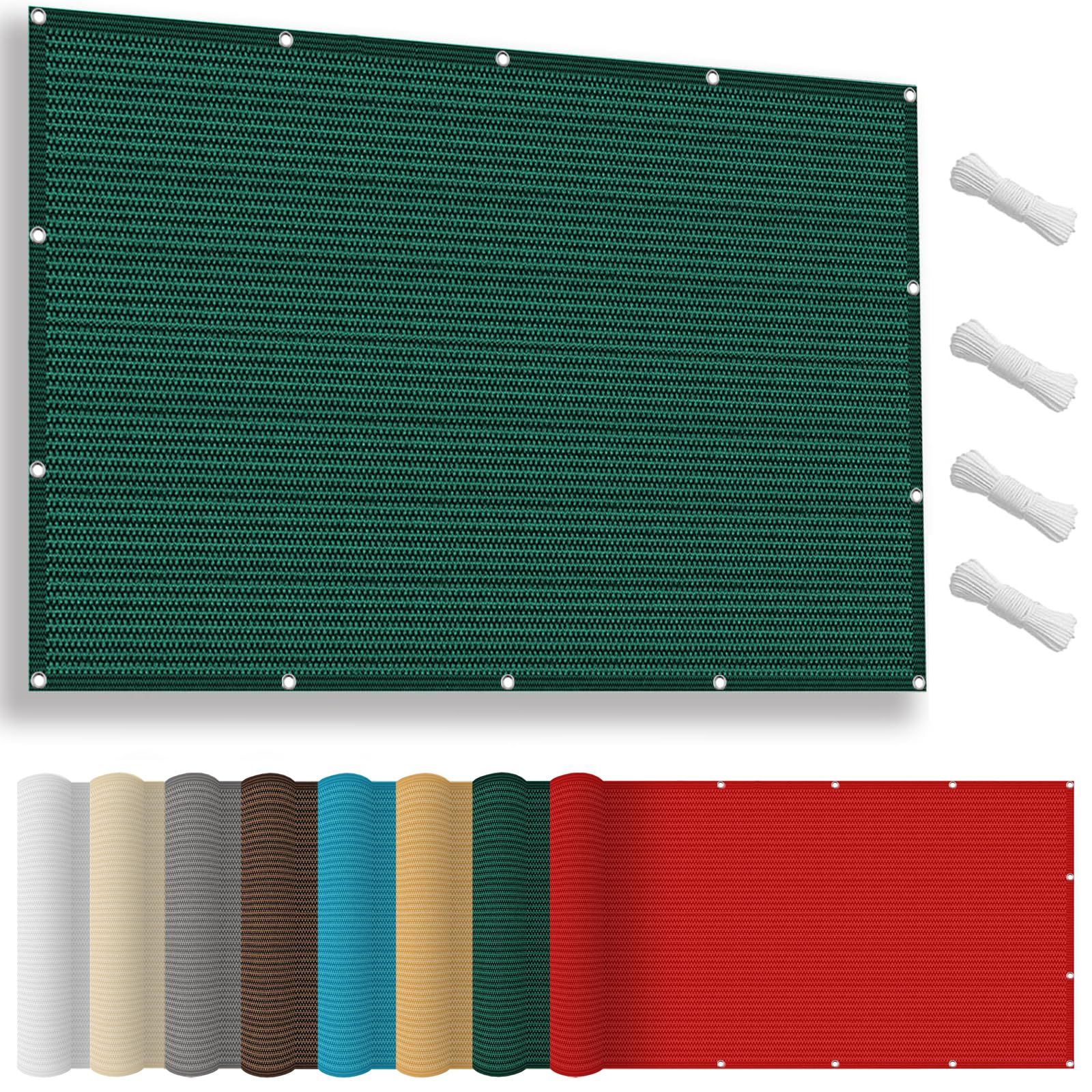 Red de Sombra 100 x 650 cm 220G M² Hdpe, Protección UV, Transpirable, Permeable Al Agua, Resistente, Rectangular Lona Malla Sombreo con Cuerda, Ojales para Jardín, Pergola, Verde