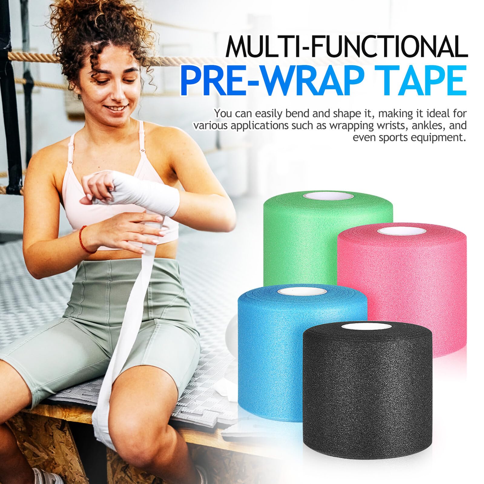 Pre Wrap Tape Sportivo 4 Pezzi in Spugna per Caviglie | Alta Elasticità, Facile da Strappare, per Atleti e Appassionati Sportivi