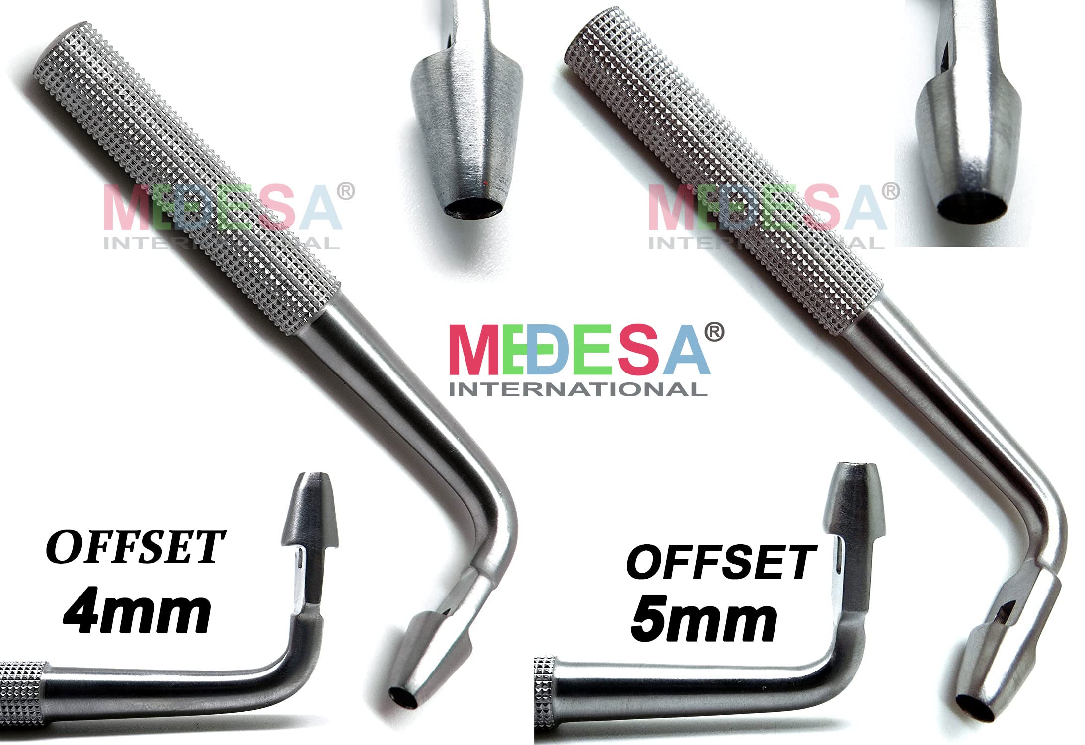 Dental Implant Tissue Punch Kit 8 Pcs with Handle Dental Implant Punching Kit Straight & Offset (Curved Angle) by MEDESA