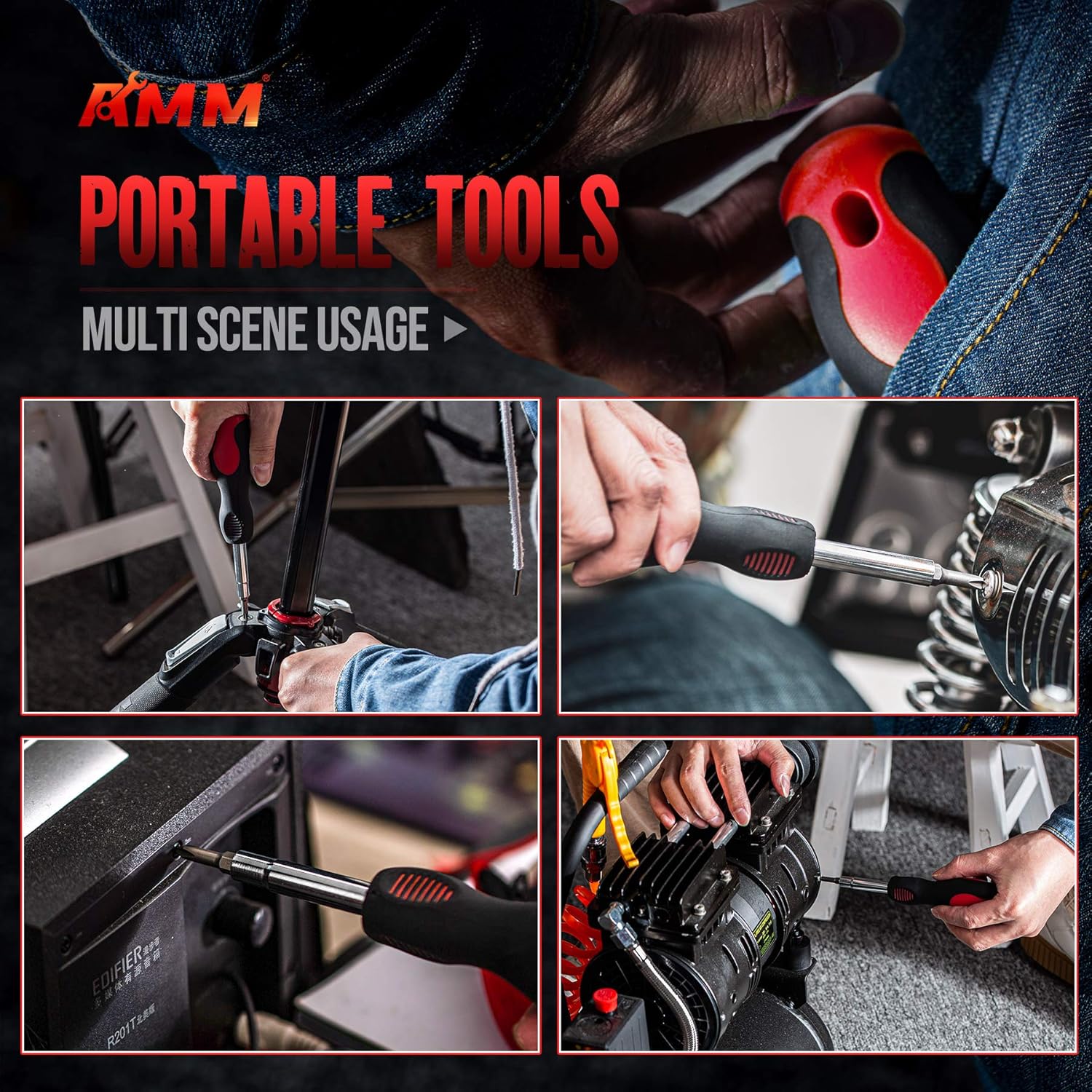 AMM 9-Piece screwdriver sets，Portable multi-purpose screwdriver，High- Strength Bits, Phillips, Slotted, Torx，Suitable for outdoor and daily repair tools, The best tool gift for a man - - 