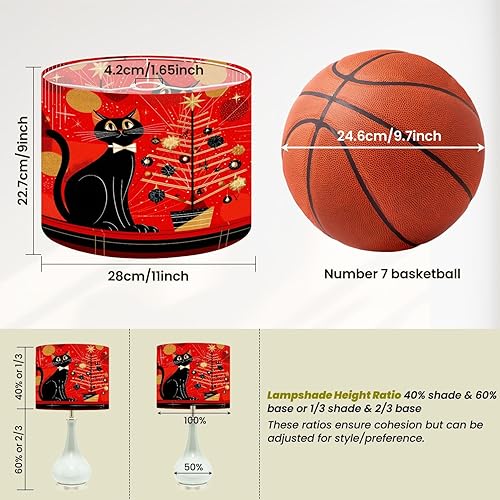 Miniatura 2 de Christmas Lampshades Mid Century Modern Lamp Shades set of 2 Retro Futuristic Christmas Cat Under Atomic Holiday Tree Light Shade for Table Lamps