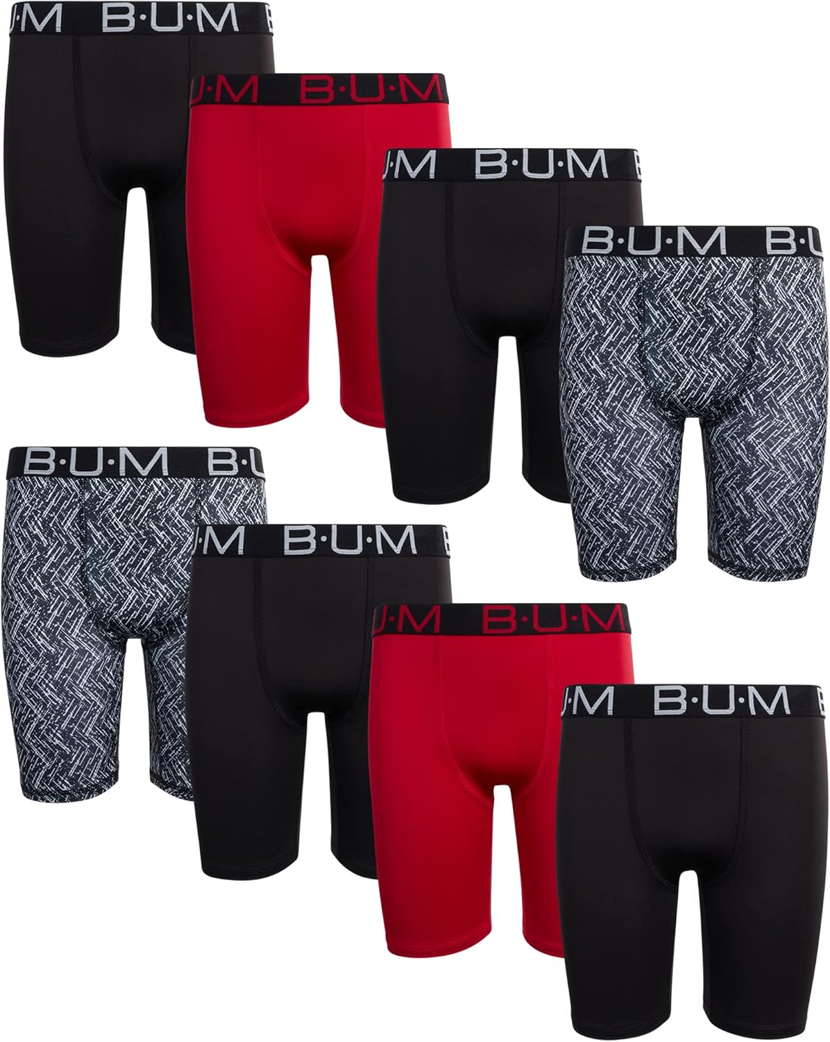 B.U.M. Equipment Boys’ Underwear – 8 Pack Long Leg Athletic Compression Boxer Briefs (Size: 8-18): Clothing, Shoes & Jewelry