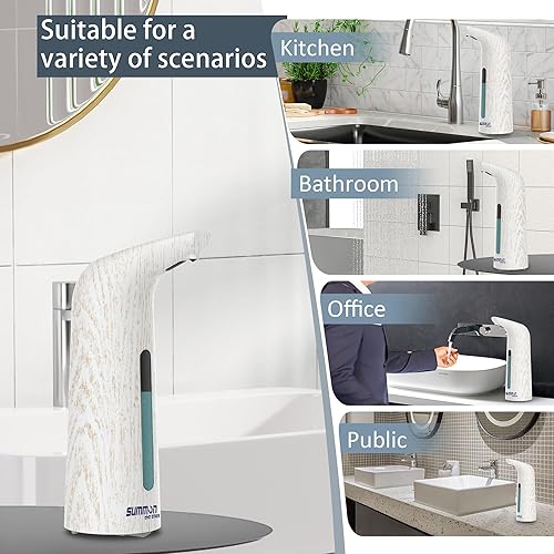 Miniatura 5 de Dispensador automático de jabón ajustable, 4 niveles de encimera, eléctrico a pilas, dispensador de jabón de manos de 10.1 fl oz con sensor sin