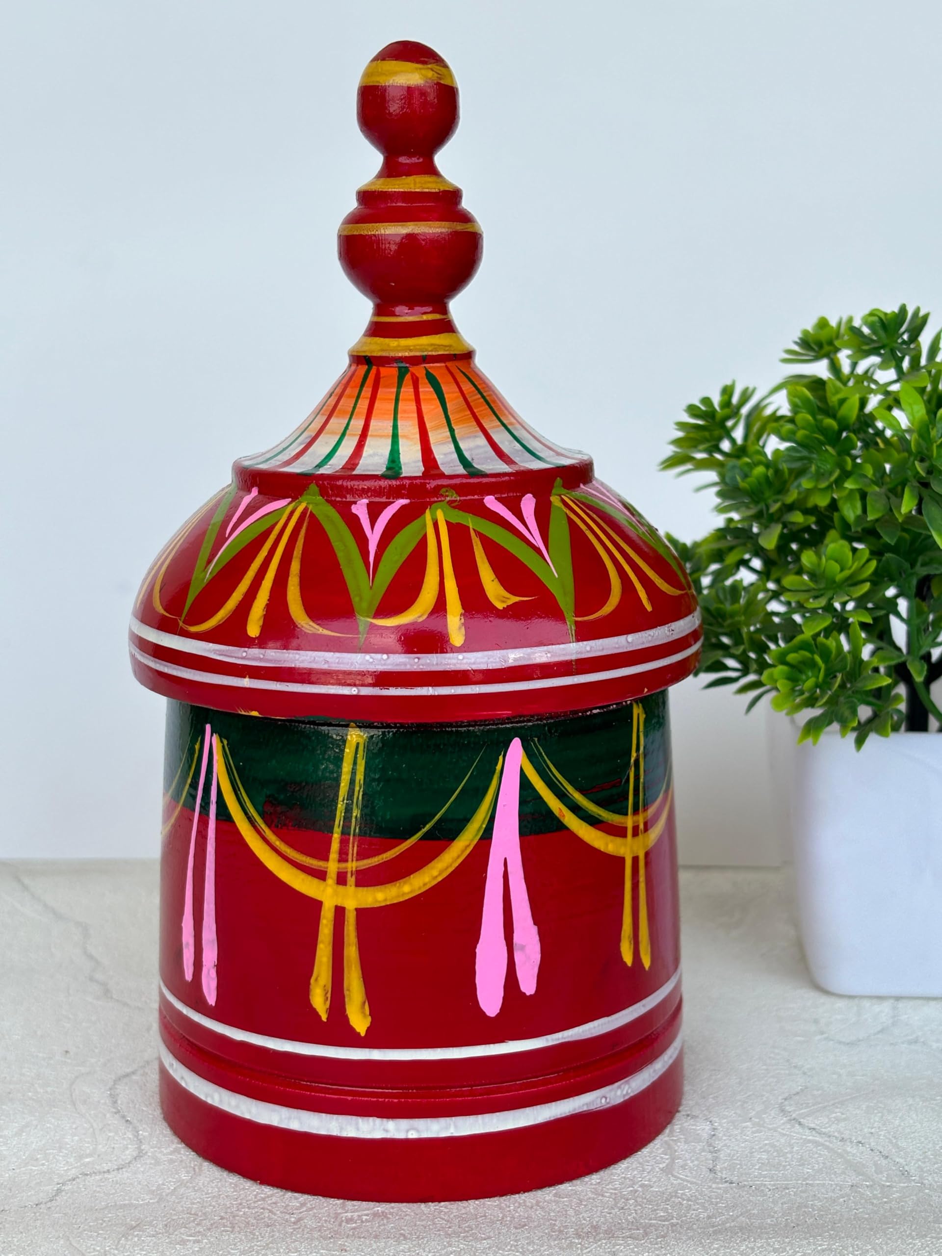 Salvus APP SOLUTIONS Handcrafted Wooden Sindoor Box: Elegant Storage for Vermilion, Women daily use (Multicolor_3x7 Inch)