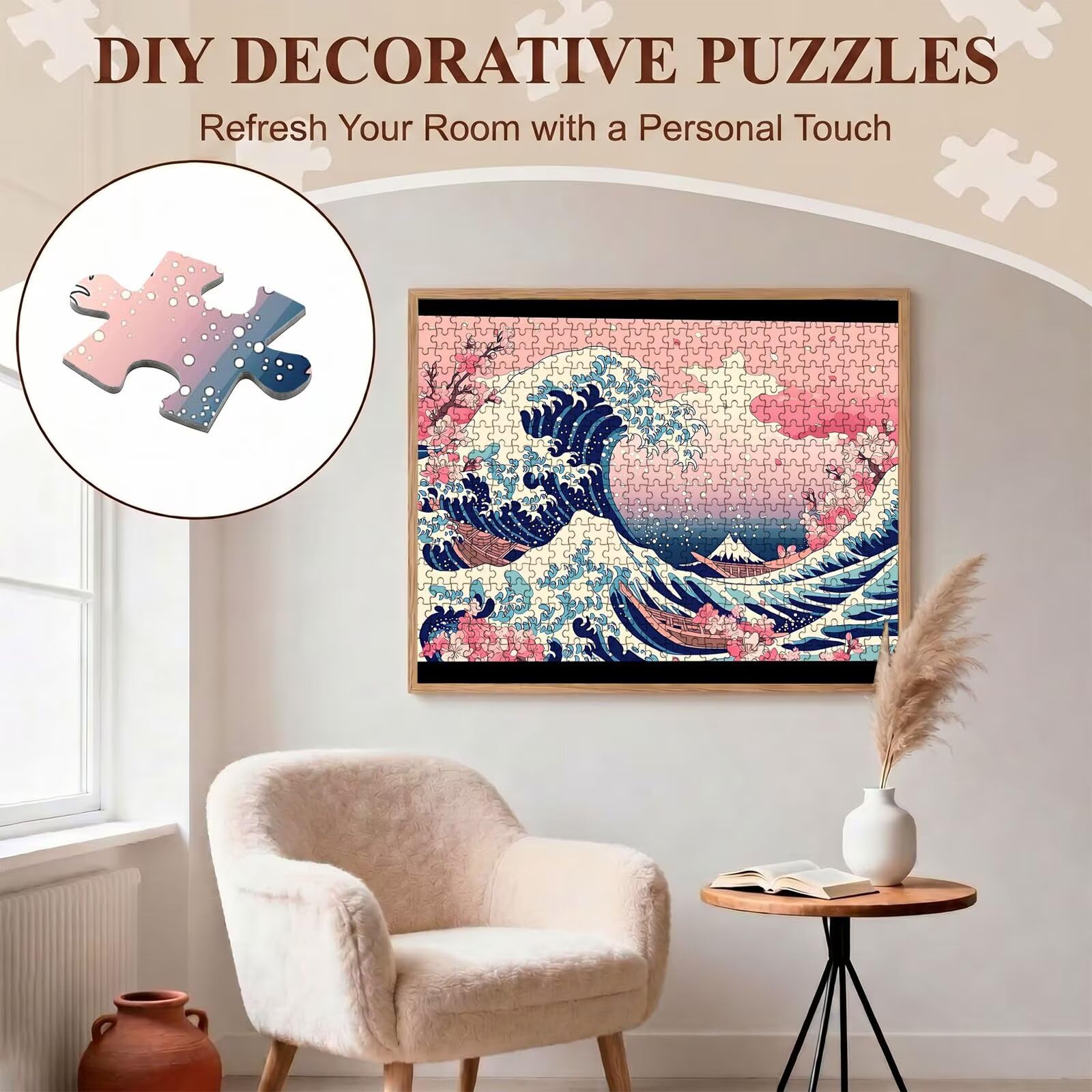 paesaggio onde Puzzle 1000 Pezzi per Adulti, Puzzle in Legno - Collezione Classica con Poster Incluso - Sfida di Concentrazione e Passatempo Antistress, Gioco Educativo per Famiglia, 75 x 50 cm f0-519